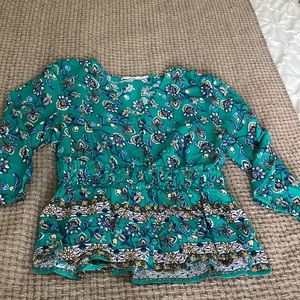 Francesca’s floral green long sleeve blouse